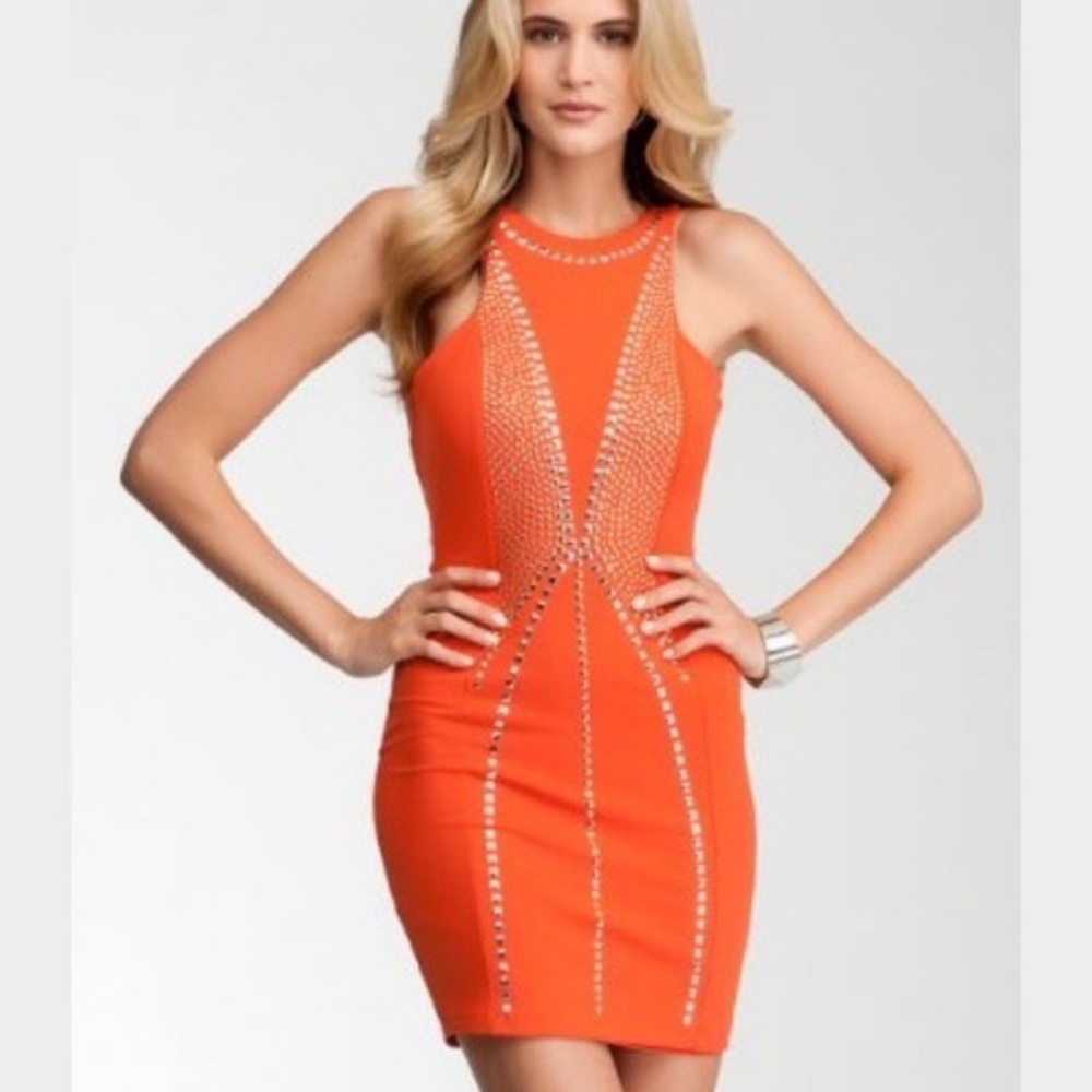 New Bebe Orange Bodycon Dress S